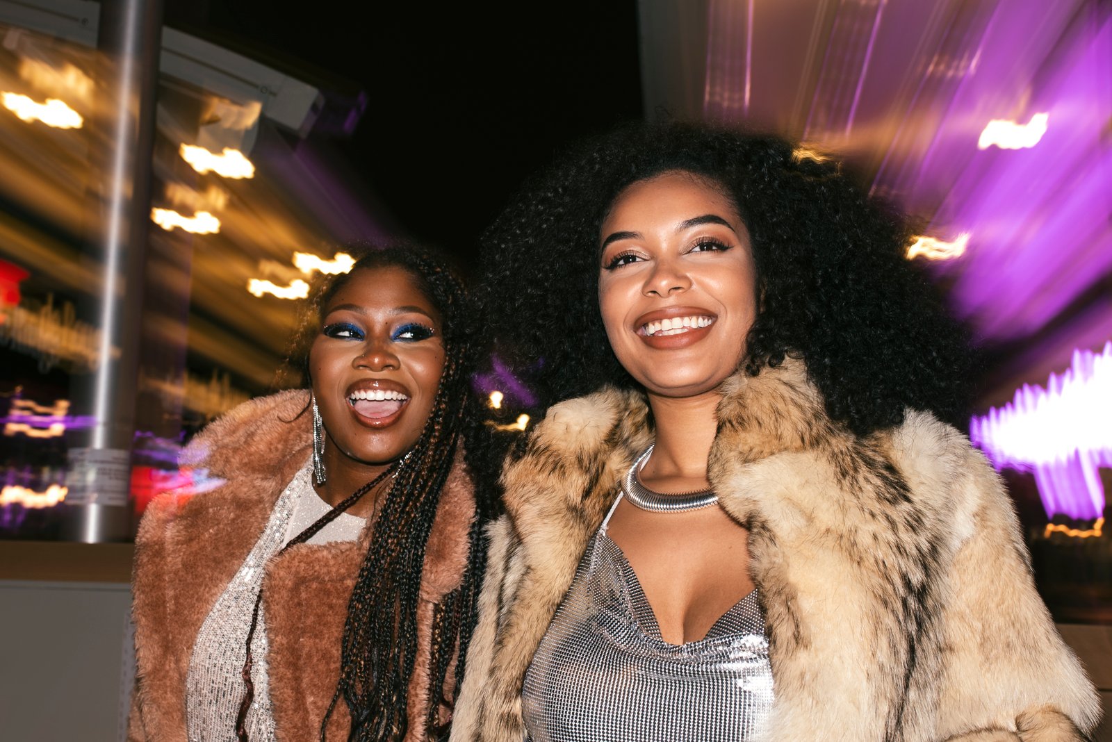 People enjoying a vibrant night out